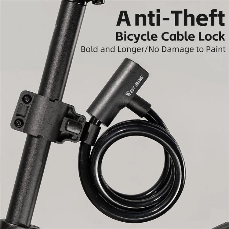 WEST BIKING YP0705100 115cm Extendable Steel Cable Anti-theft Bicycle Lock