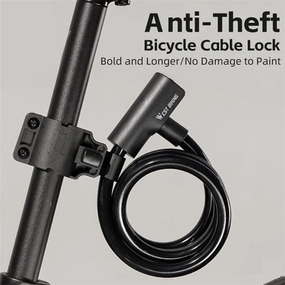 WEST BIKING YP0705100 115cm Extendable Steel Cable Anti-theft Bicycle Lock