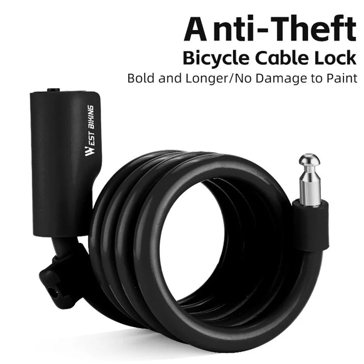WEST BIKING YP0705100 115cm Extendable Steel Cable Anti-theft Bicycle Lock