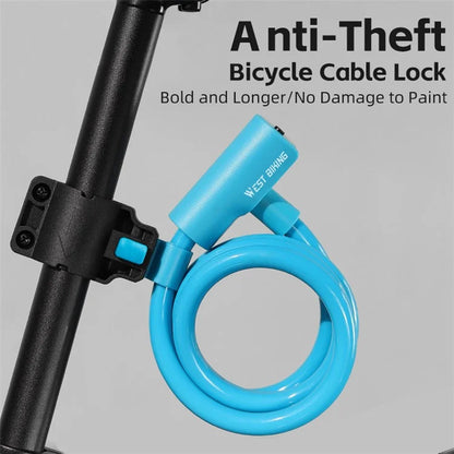 WEST BIKING YP0705100 115cm Extendable Steel Cable Anti-theft Bicycle Lock