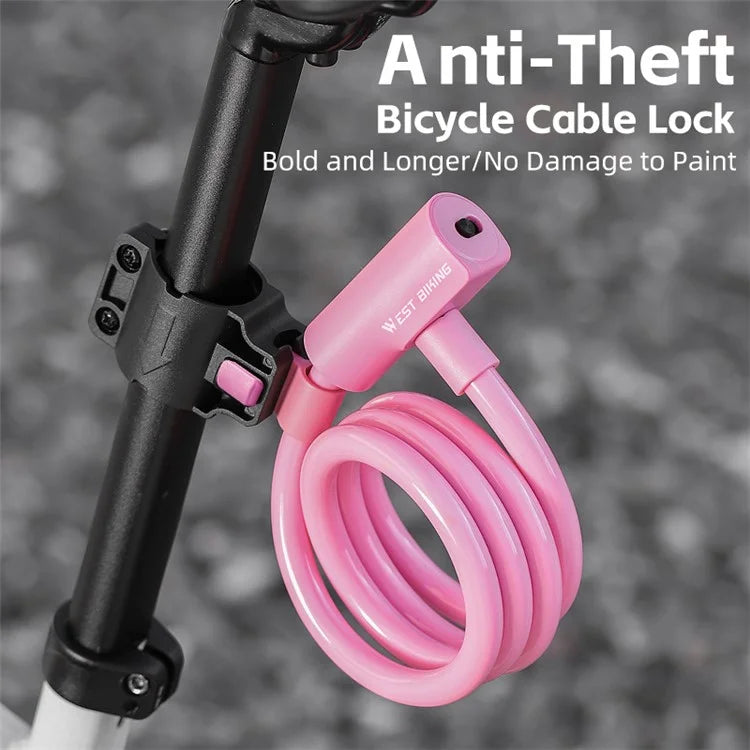 WEST BIKING YP0705100 115cm Extendable Steel Cable Anti-theft Bicycle Lock