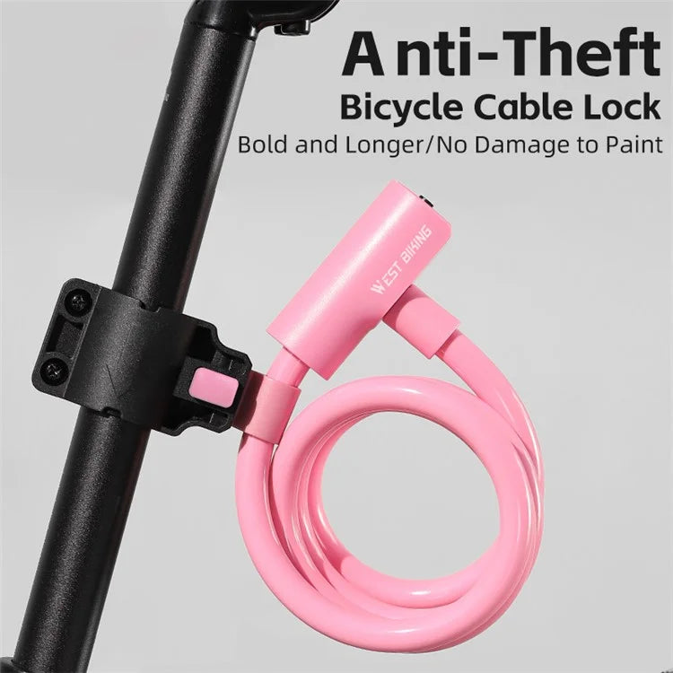 WEST BIKING YP0705100 115cm Extendable Steel Cable Anti-theft Bicycle Lock