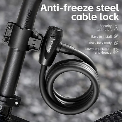 WEST BIKING YP0705099 1.5m Anti-Freeze Steel Bike Cable Lock Coiling Anti-Theft Bicycle Lock Chain