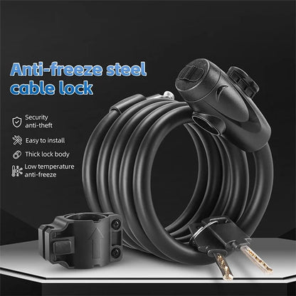 WEST BIKING YP0705099 1.5m Anti-Freeze Steel Bike Cable Lock Coiling Anti-Theft Bicycle Lock Chain