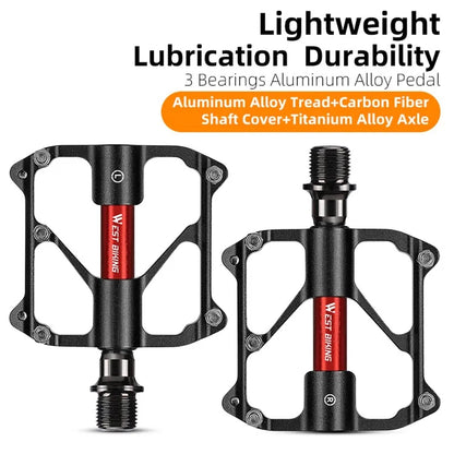 WEST BIKING YP0802114 1 Pair Bicycle Anti-slip Widen Pedals Aluminum Alloy Bike Cycling Pedals