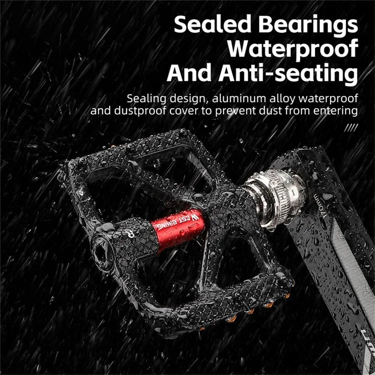 WEST BIKING YP0802117 Aluminum Alloy Quick Release 3 Bearing Pedal with Reflective Stickers