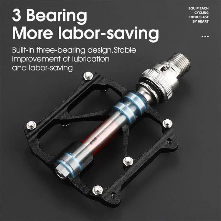 WEST BIKING YP0802118 1 Pair Bike Pedals 3-Bearing Aluminum Alloy MTB Bicycle Pedals