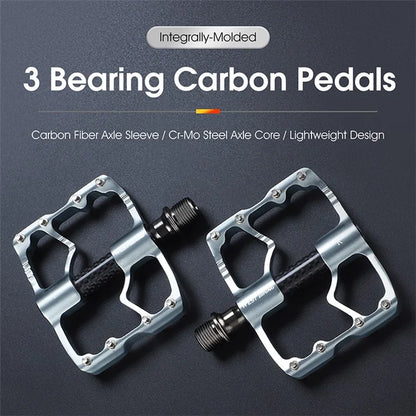 WEST BIKING YP0802098 1 Pair Bicycle Anti-slip Pedals Aluminum Alloy + Carbon Fiber MTB Road Bike Pedals