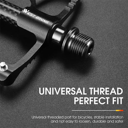 WEST BIKING YP0802098 1 Pair Bicycle Anti-slip Pedals Aluminum Alloy + Carbon Fiber MTB Road Bike Pedals