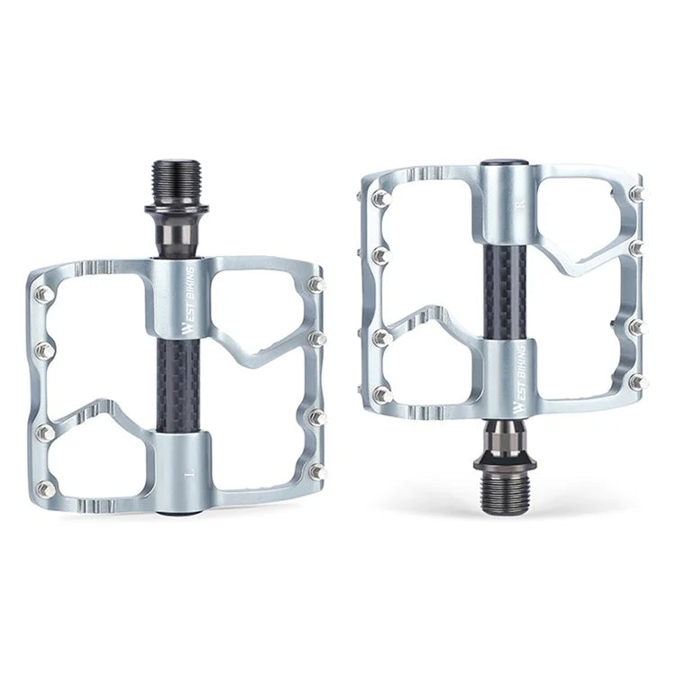 WEST BIKING YP0802098 1 Pair Bicycle Anti-slip Pedals Aluminum Alloy + Carbon Fiber MTB Road Bike Pedals