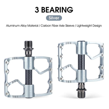 WEST BIKING YP0802098 1 Pair Bicycle Anti-slip Pedals Aluminum Alloy + Carbon Fiber MTB Road Bike Pedals