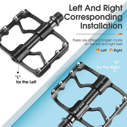 WEST BIKING YP0802098 1 Pair Bicycle Anti-slip Pedals Aluminum Alloy + Carbon Fiber MTB Road Bike Pedals