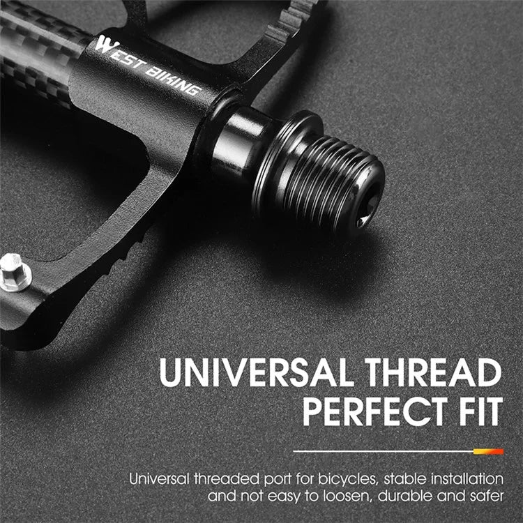 WEST BIKING YP0802098 1 Pair Bicycle Anti-slip Pedals Aluminum Alloy + Carbon Fiber MTB Road Bike Pedals