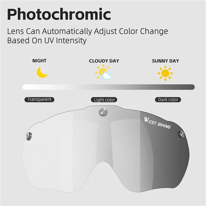 WEST BIKING YP0708120 EPS Foam Cycling Helmet with Magnetic Suction Photochromic Lens