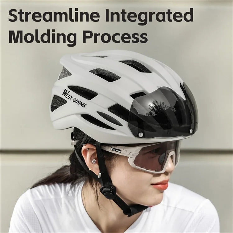 WEST BIKING YP0708120 EPS Foam Cycling Helmet with Magnetic Suction Photochromic Lens