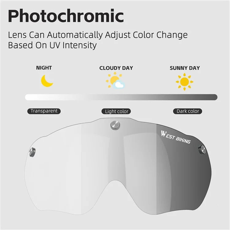 WEST BIKING YP1602564 Photochromic Lens Detachable Goggles PC Shell Cycling Helmet with Tail Light