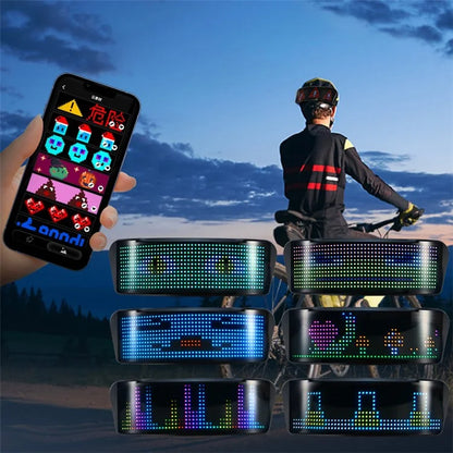Helmet LED Display Screen Bluetooth Customizable RGB Leds Light for Cycling, Riding