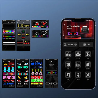 Helmet LED Display Screen Bluetooth Customizable RGB Leds Light for Cycling, Riding