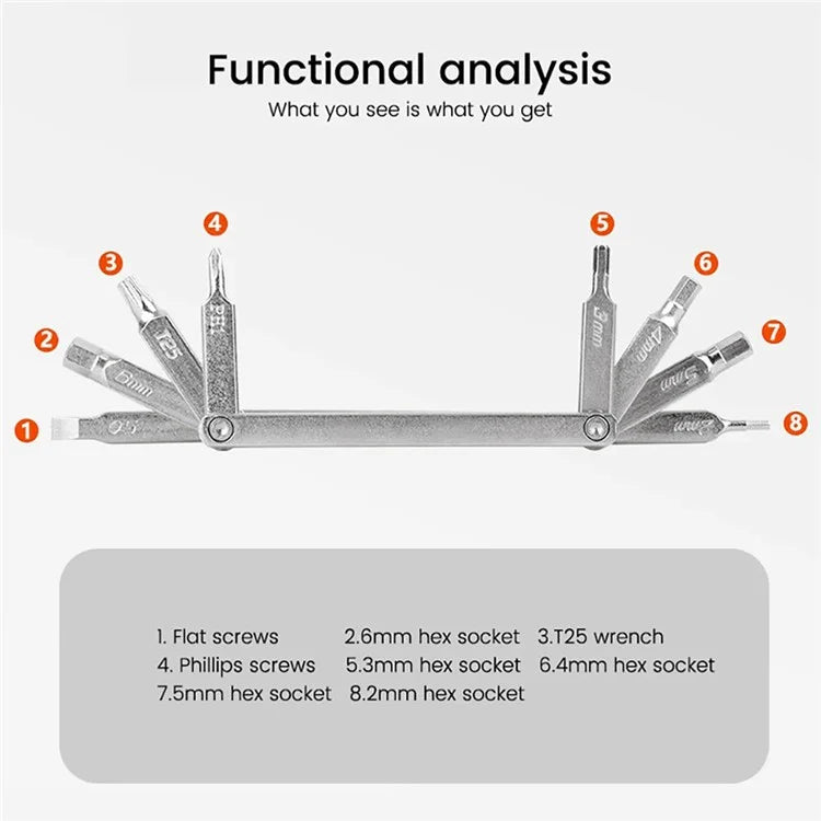 BENGGUO BG-9897 MTB Bike Repair Kits 8 In 1 Multi-Function Bike Tools Foldable Maintenance Wrench