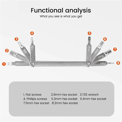 BENGGUO BG-9897 MTB Bike Repair Kits 8 In 1 Multi-Function Bike Tools Foldable Maintenance Wrench