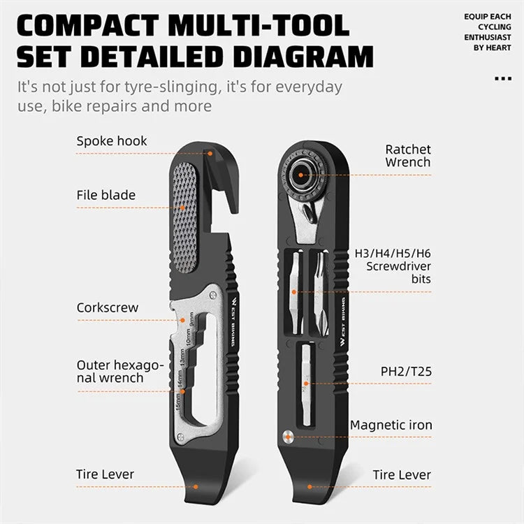 WEST BIKING YP0719393 2Pcs Bicycle Tire Crowbar Hex Wrench Multifunctional Bike Repair Tool