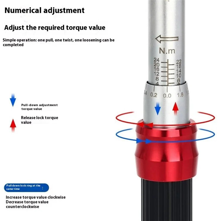 RIDERACE RR9512 1 / 4 Inch Drive Click Torque Wrench Set Bike 2-24Nm Adjustable Preset Torque Wrench Kit