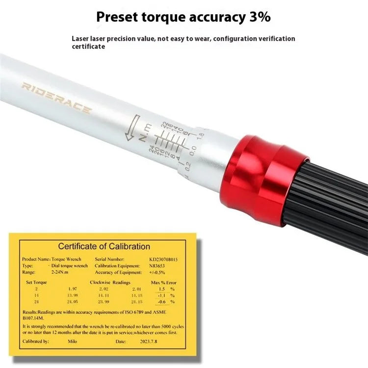 RIDERACE RR9512 1 / 4 Inch Drive Click Torque Wrench Set Bike 2-24Nm Adjustable Preset Torque Wrench Kit
