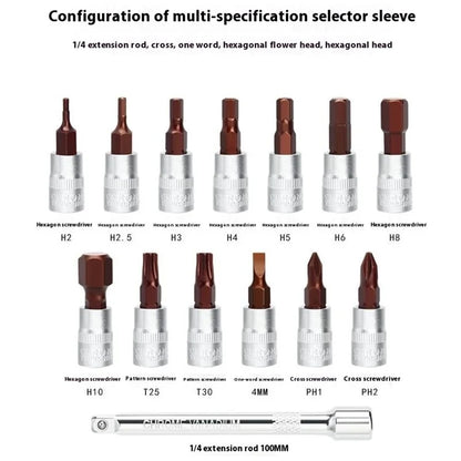 RIDERACE RR9512 1 / 4 Inch Drive Click Torque Wrench Set Bike 2-24Nm Adjustable Preset Torque Wrench Kit