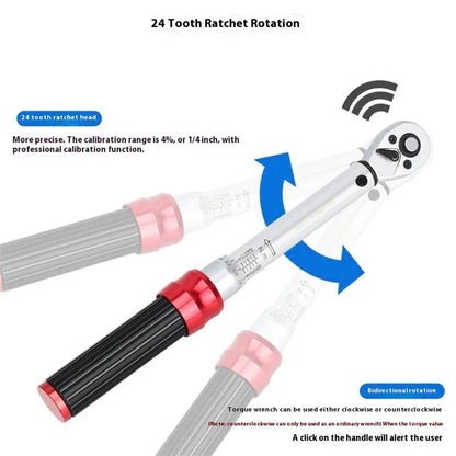 RIDERACE RR9512 1 / 4 Inch Drive Click Torque Wrench Set Bike 2-24Nm Adjustable Preset Torque Wrench Kit