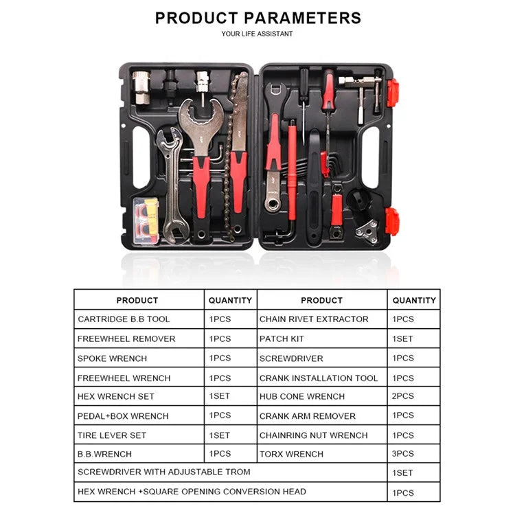 RIDERACE RR7961 18-In-1 Bicycle Maintainance Tool Kit Spoke Key Wrench Bike Repair Tool Set