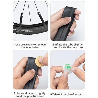 ROCKBROS 6Pcs Bicycle Inner Tire Patch Repair Kit No-glue Adhesive Quick Dry Repair Tool Set