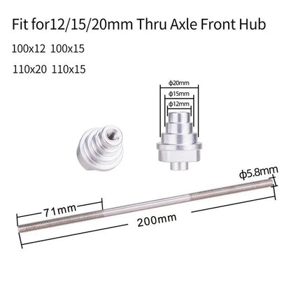 ZTTO Bike Truing Stand Thru Axle Adapter 12 / 15 / 20mm Bicycle Thru Axle Front Hub Steel Fixing Bar