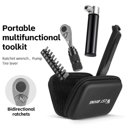 WEST BIKING YP0719355 Aluminum Alloy Ratchet Wrench Screwdriver Bit Repair Tool Kit (Advanced Version)