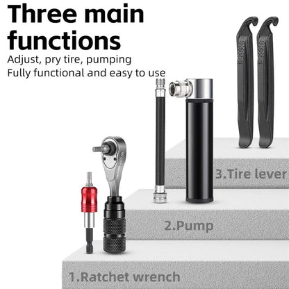 WEST BIKING YP0719355 Aluminum Alloy Ratchet Wrench Screwdriver Bit Repair Tool Kit (Advanced Version)