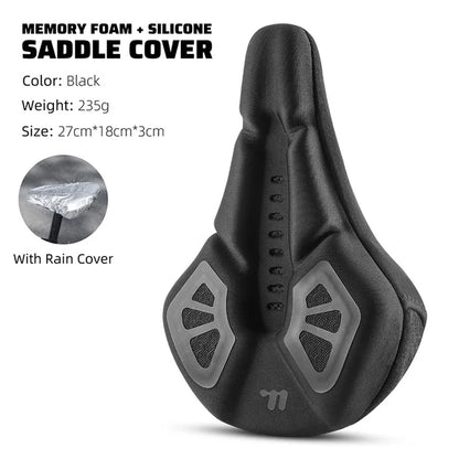 WEST BIKING YP0801221 Bike Saddle Cover Memory Foam + Silicone Breathable Bicycle Seat Cushion - Black