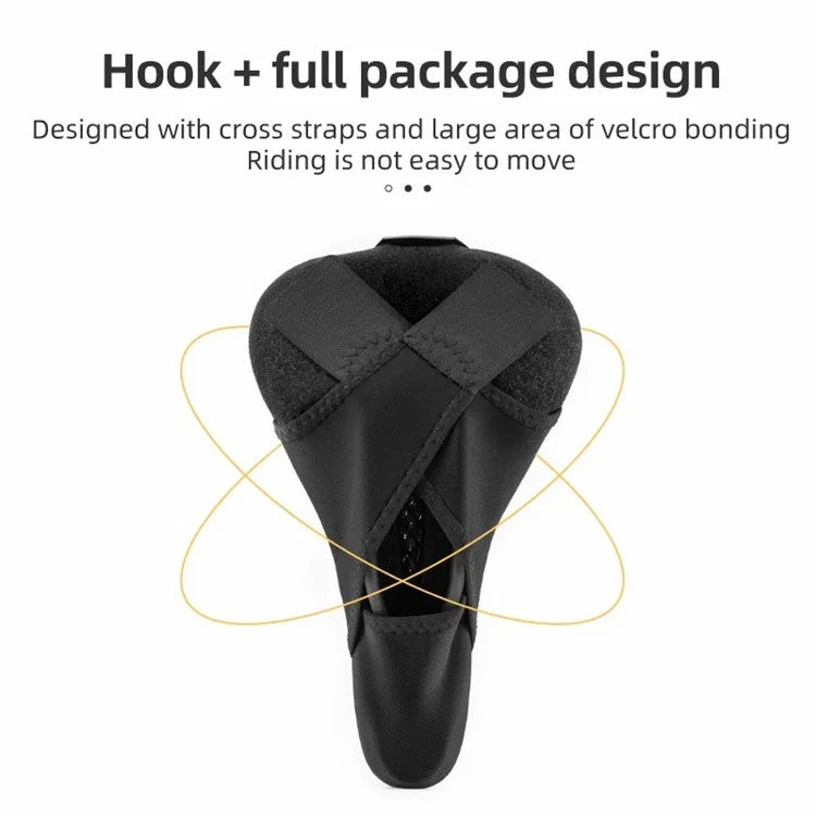 ROCKBROS Bike Saddle Cover Memory Foam + Liquid Silicone Thicken Bicycle Seat Cushion with Dual Tail Light