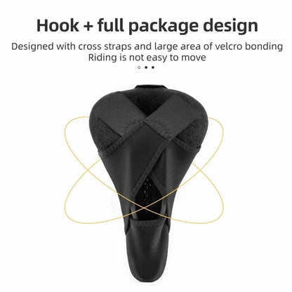 ROCKBROS Bike Saddle Cover Memory Foam + Liquid Silicone Thicken Bicycle Seat Cushion with Dual Tail Light