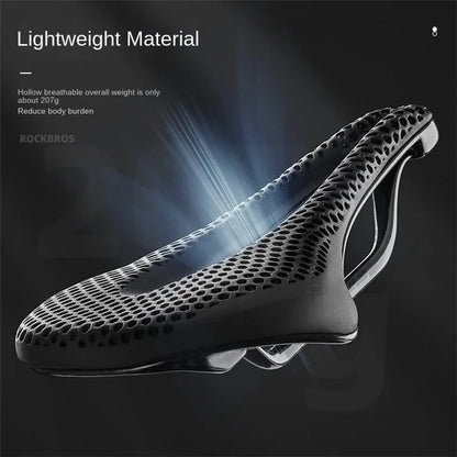 ROCKBROS 3D Printing Bike Saddle Polyurethane+Carbon Fiber Breathable Bicycle Seat Cushion