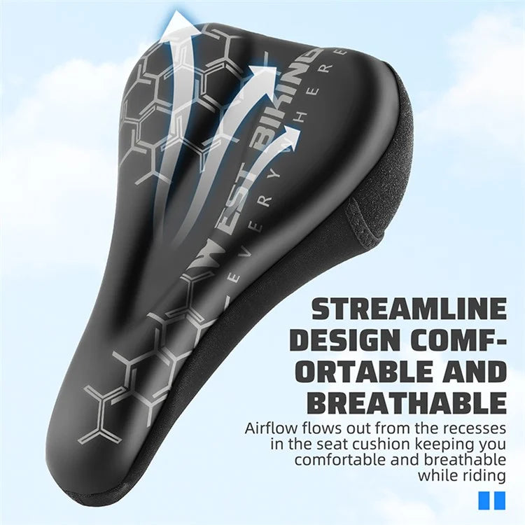 WEST BIKING Bike Saddle Cover PU Leather + Silicone + Memory Foam Thicken Bicycle Seat Cushion