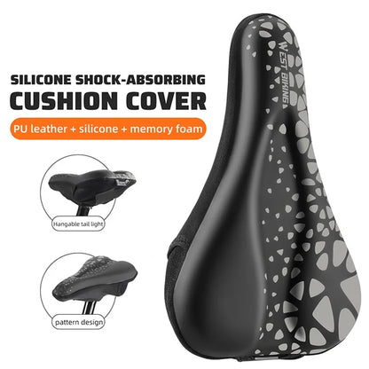 WEST BIKING Bike Saddle Cover PU Leather + Silicone + Memory Foam Thicken Bicycle Seat Cushion
