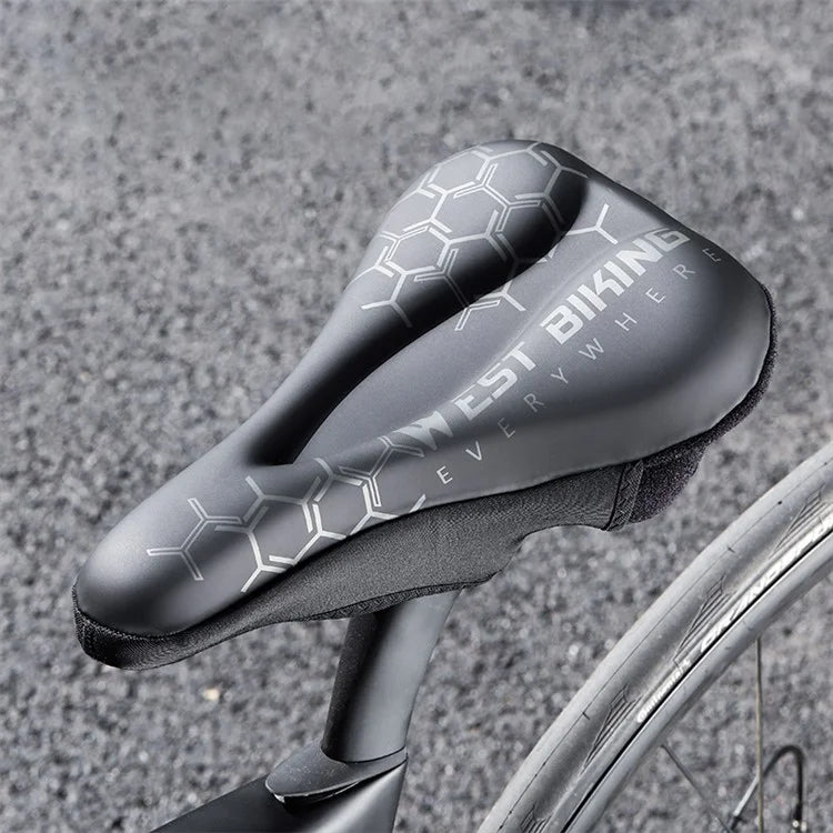 WEST BIKING Bike Saddle Cover PU Leather + Silicone + Memory Foam Thicken Bicycle Seat Cushion