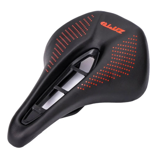 ZTTO 6900 Mountain Road Bike Saddle Cycling Soft Leather Hollow Cushion+Red Dots