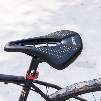 ZTTO 6900 Mountain Road Bike Saddle Cycling Soft Leather Hollow Cushion+Red Dots