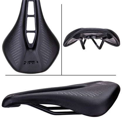 ZTTO 6900 Mountain Road Bike Saddle Cycling Soft Leather Hollow Cushion+Red Dots