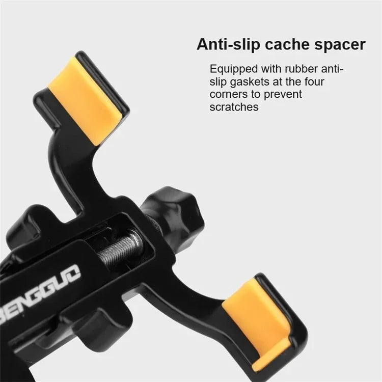 BENGGUO BG-2965 Aluminum Alloy 360 Degree Rotation Mechanical Lock Bike Phone Mount Bracket