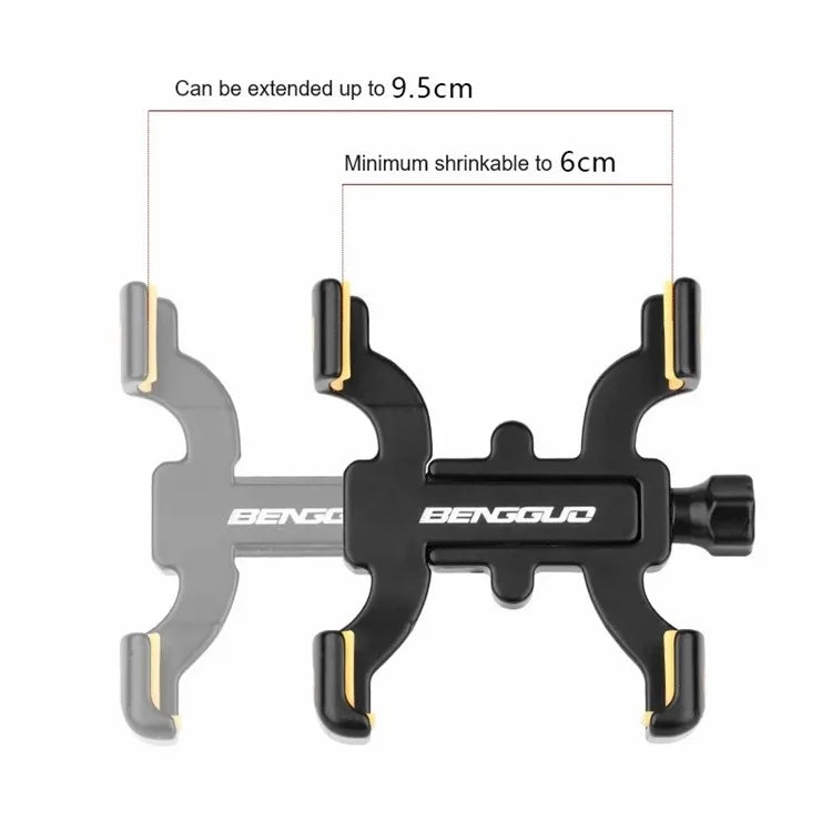 BENGGUO BG-2965 Aluminum Alloy 360 Degree Rotation Mechanical Lock Bike Phone Mount Bracket