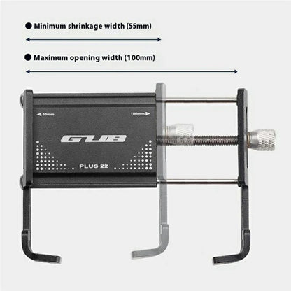 GUB PLUS 22 Adjustable Aluminum Alloy Bicycle Phone Holder Multifunctional Handlebar Phone Mount for 50-100cm Width Phones