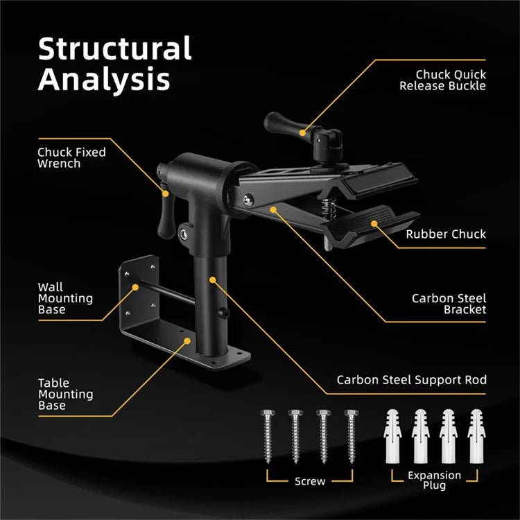 WEST BIKING YP0719353 Bike Holder Clamp Carbon Steel Table / Wall Mounted Bicycle Hanging Repairing Bracket