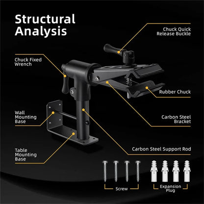 WEST BIKING YP0719353 Bike Holder Clamp Carbon Steel Table / Wall Mounted Bicycle Hanging Repairing Bracket