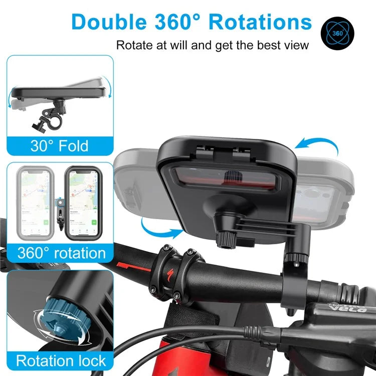 HL-159 Bike Handlebar Rotation Phone Mount Waterproof Motorcycle 4.7-6.8 Inch Phone Holder Bracket